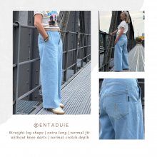 Design example for pattern of straight baggy jeans without knee darts