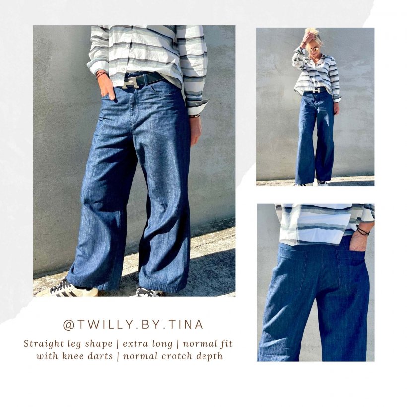 Design example for pattern of straight baggy jeans