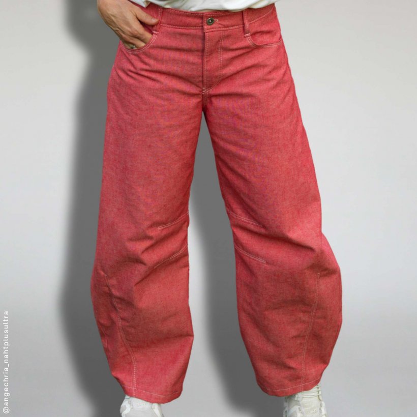 barrel-leg-mid-waist-jeans-hj04-extra-starke-bein-formung-Detailansicht Designbeispiel für Schnittmuster Barrel-Leg-Jeans HJ04 in Detailansicht