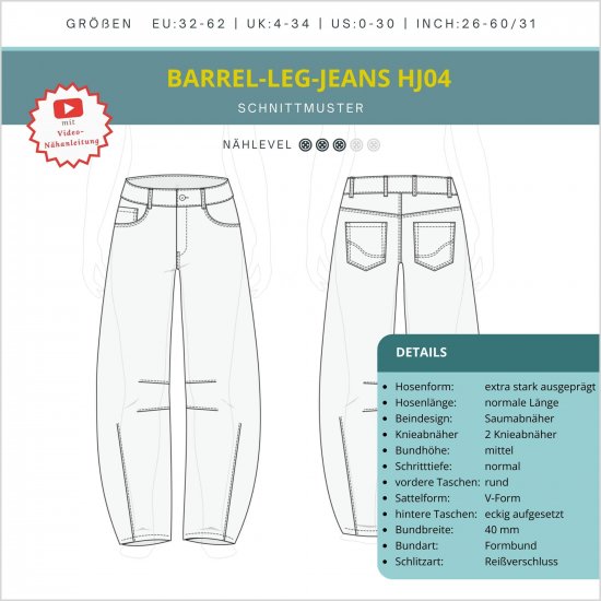 Detailübersicht für Barrel-Leg-Jeans HJ04
