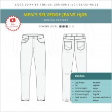 Selvedge-mens-jeans-pattern-hj05-details-and-sketch