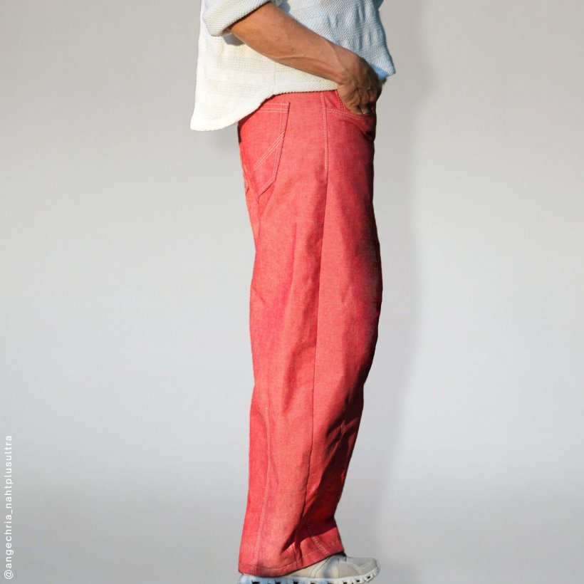 barrel-leg-mid-waist-jeans-hj04-side-view Design example for pattern Barrel-Leg-Jeans HJ04 in side view