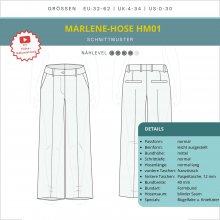 leicht-ausgestellte-Marlene-Hose-HM01-schnittmuster-details Skizze und Detailliste für Schnittmuster der leicht ausgestellten Marlene-Hose HM01