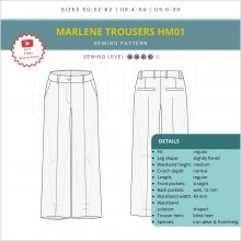 slightly-flared-Marlene-trousers-HM01-pattern-details_new Sketch and detail list for pattern of the slightly flared Marlene trousers HM01