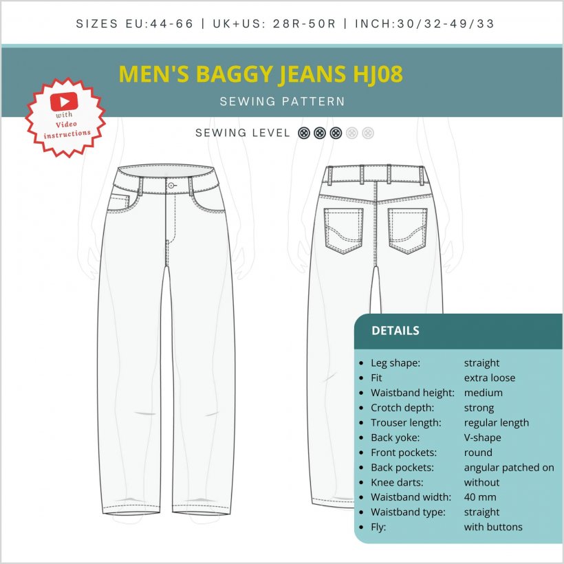 mens-baggy jeans-hj08-extra-loose-details