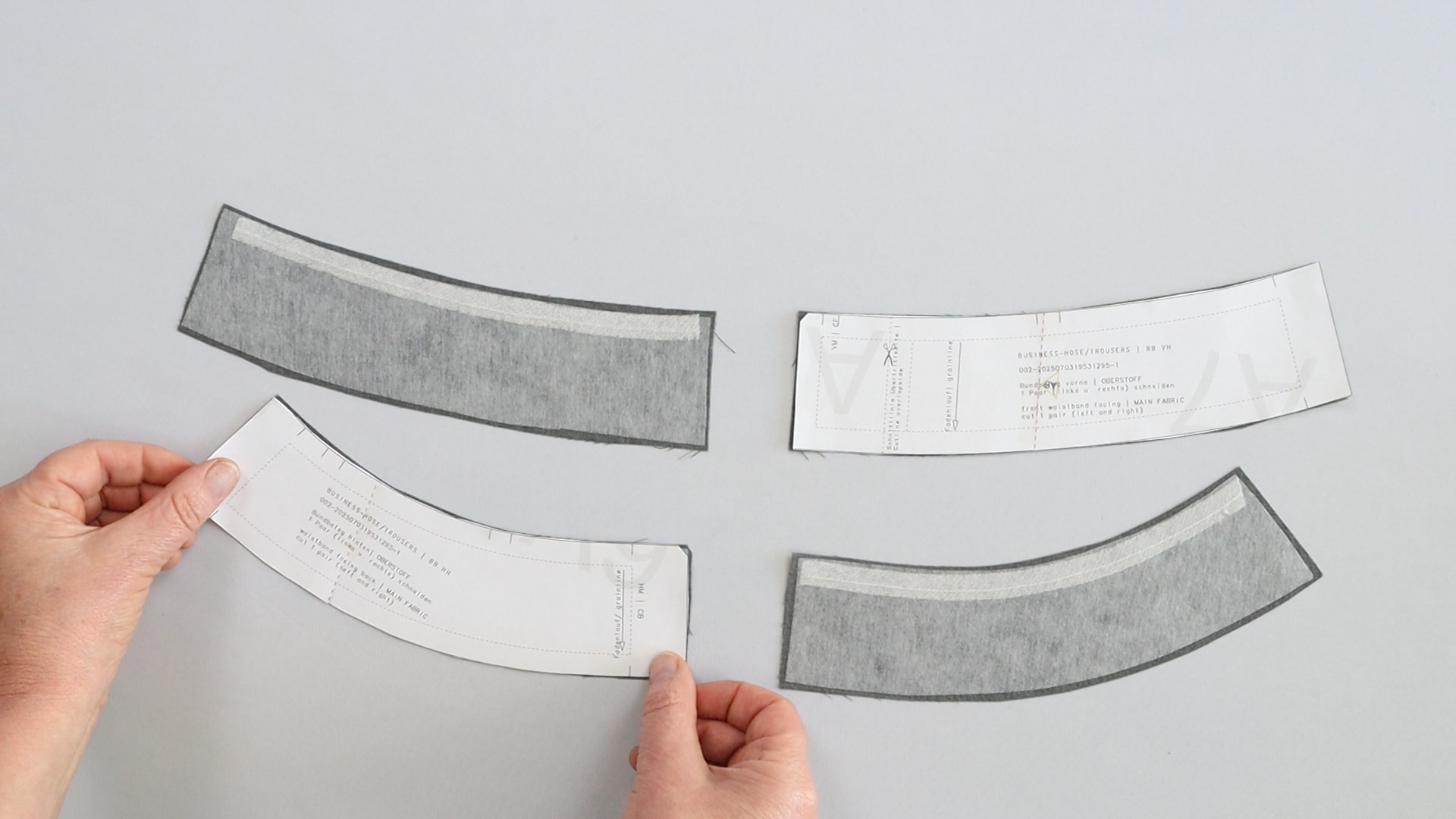 Hose mit angeschnittenem Bund zur Anprobe vorbereiten - Vergleich Schnittteile