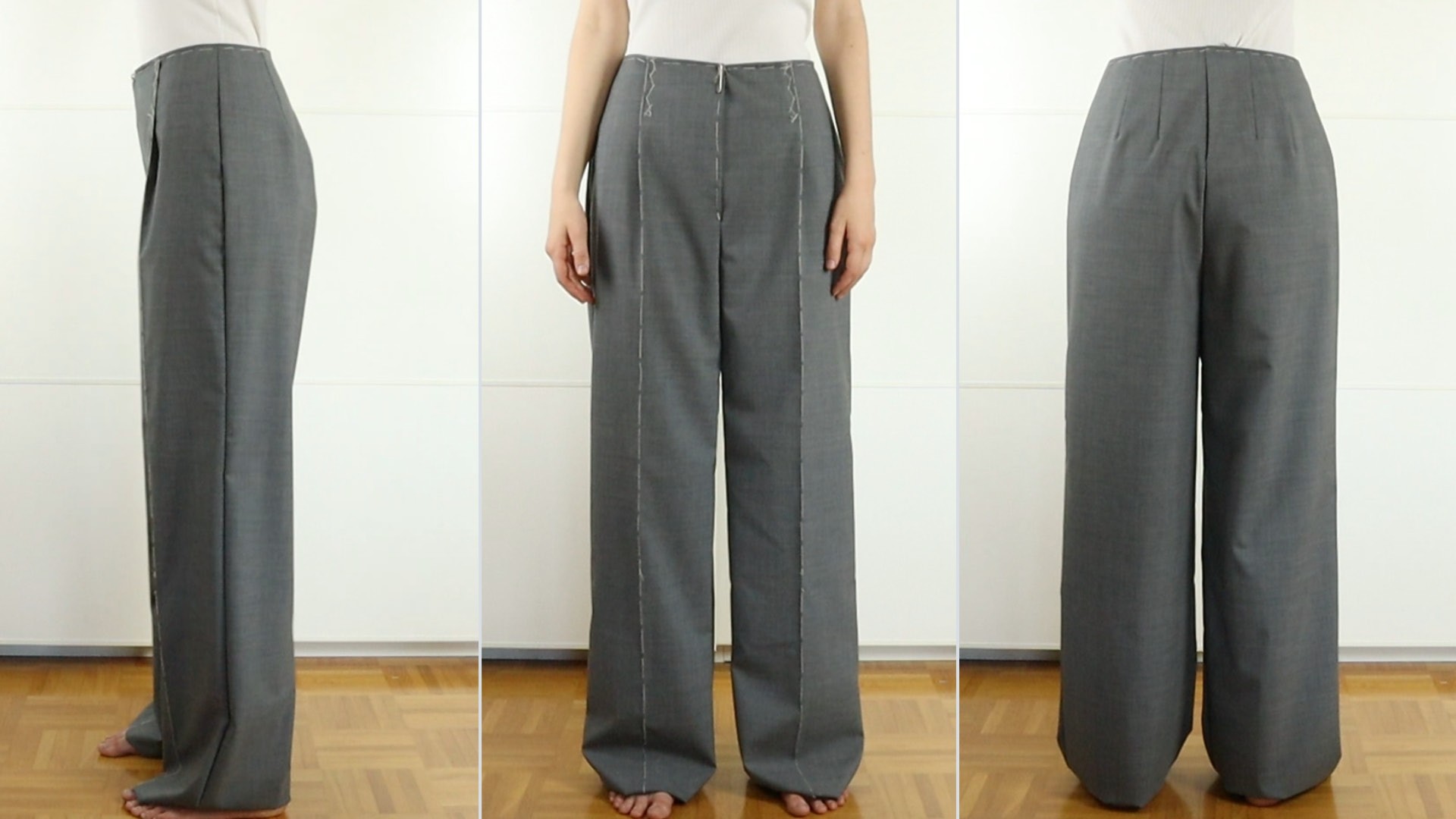 Hose mit angeschnittenem Bund zur Anprobe vorbereiten - Ansichten
