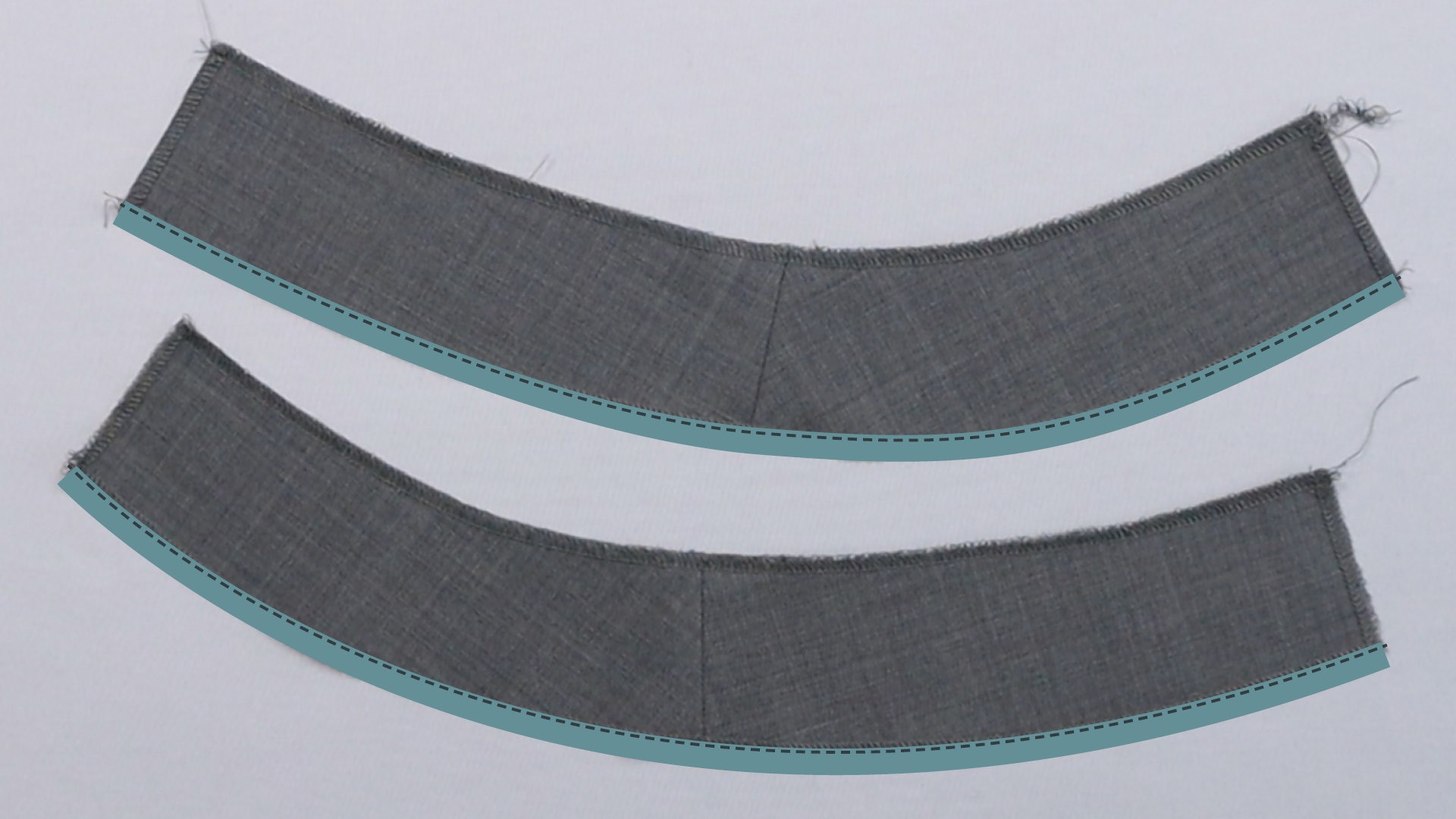 Hosenschlitz mit Reißverschluss und angeschnittenen Bund nähen - Versäuberung mit Schrägband