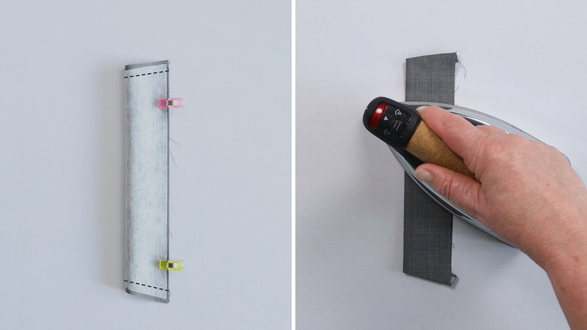 Hosenschlitz mit Reißverschluss und angeschnittenen Bund nähen - Untertritt nähen und bügeln