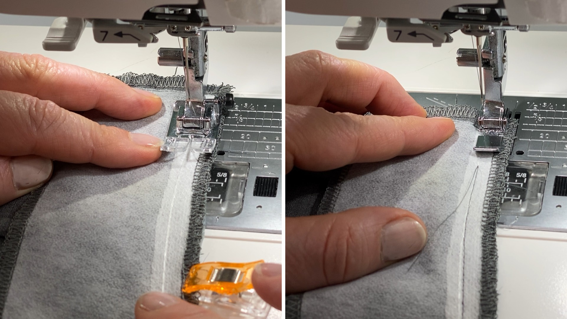 Hosenschlitz mit Reißverschluss und angeschnittenen Bund nähen - Bundbeleg annähen