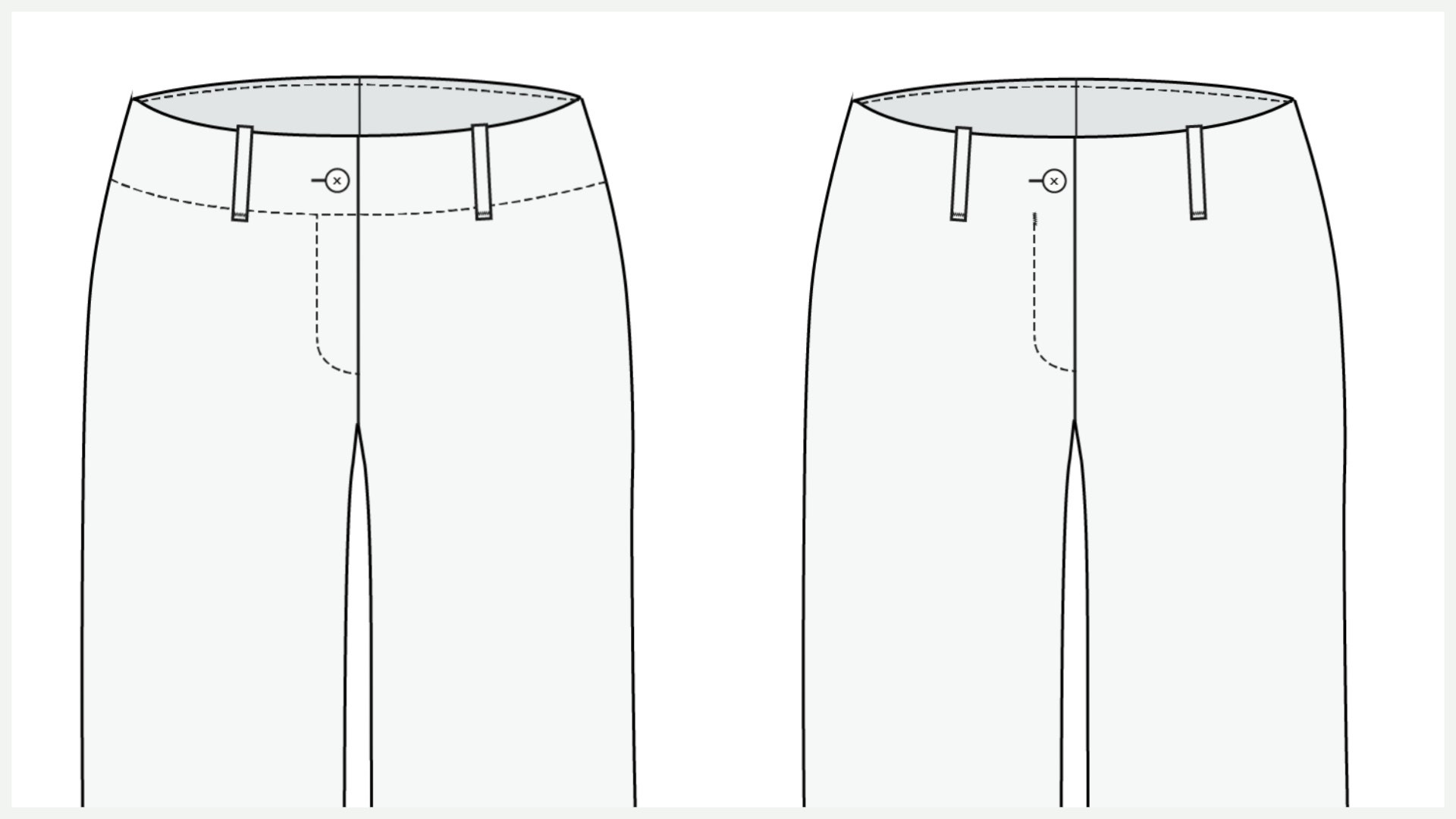 Hosenschlitz mit Reißverschluss und angeschnittenen Bund nähen - Schlitzdesign