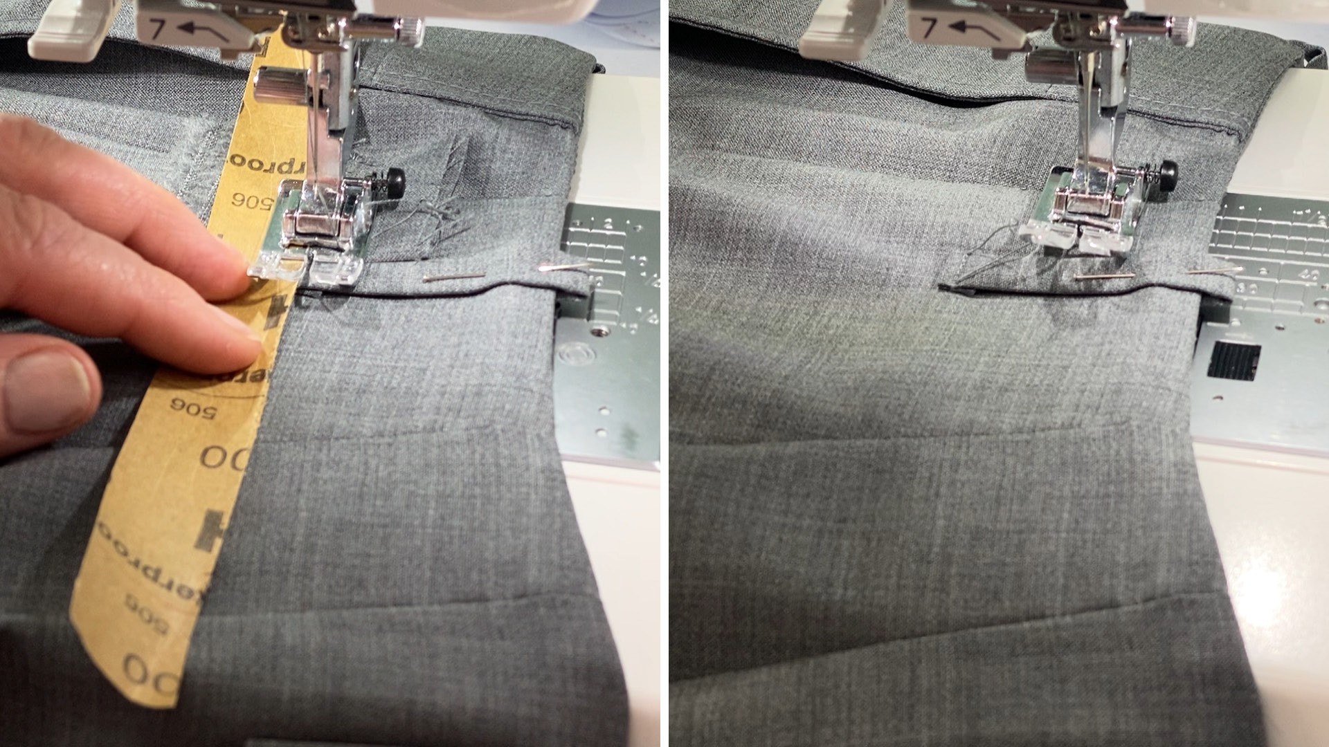 Hosenschlitz mit Reißverschluss und angeschnittenen Bund nähen - Gürtelschlaufen annähen