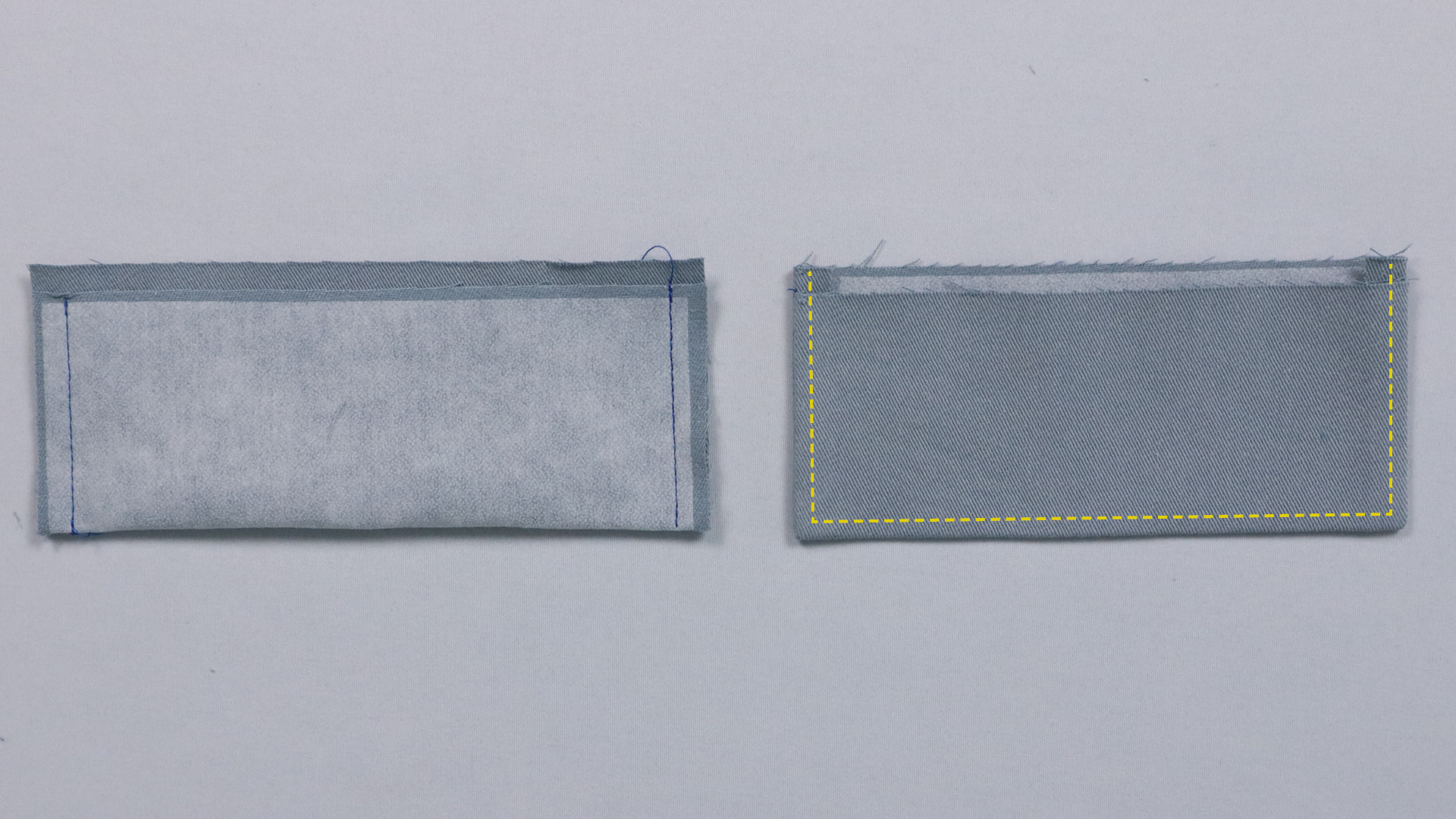 Jacke mit Kapuze nähen - Die Taschenpatte wird genäht.