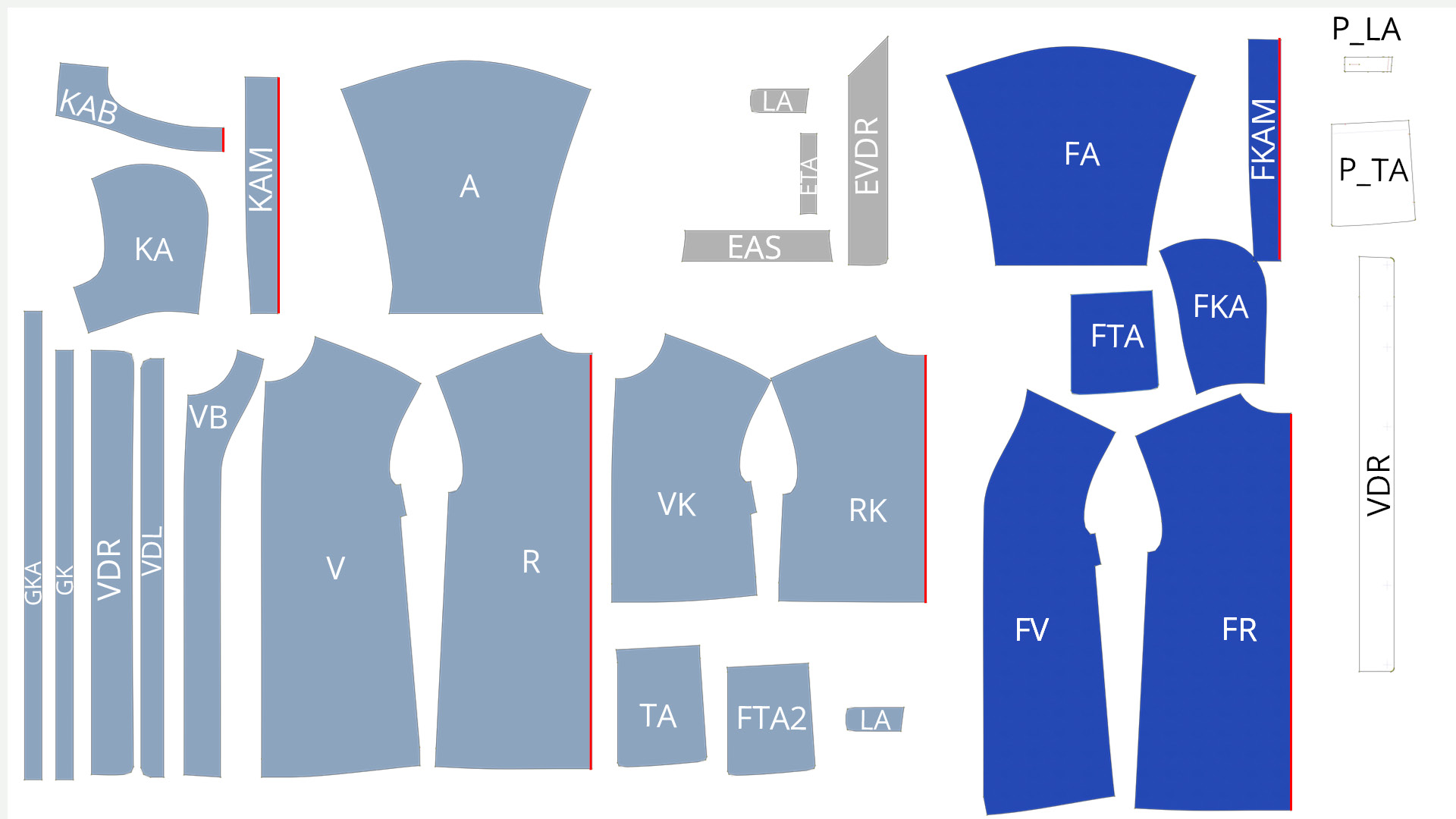 Parka-mit-Kapuze-naehen- Übersicht Schnittteile