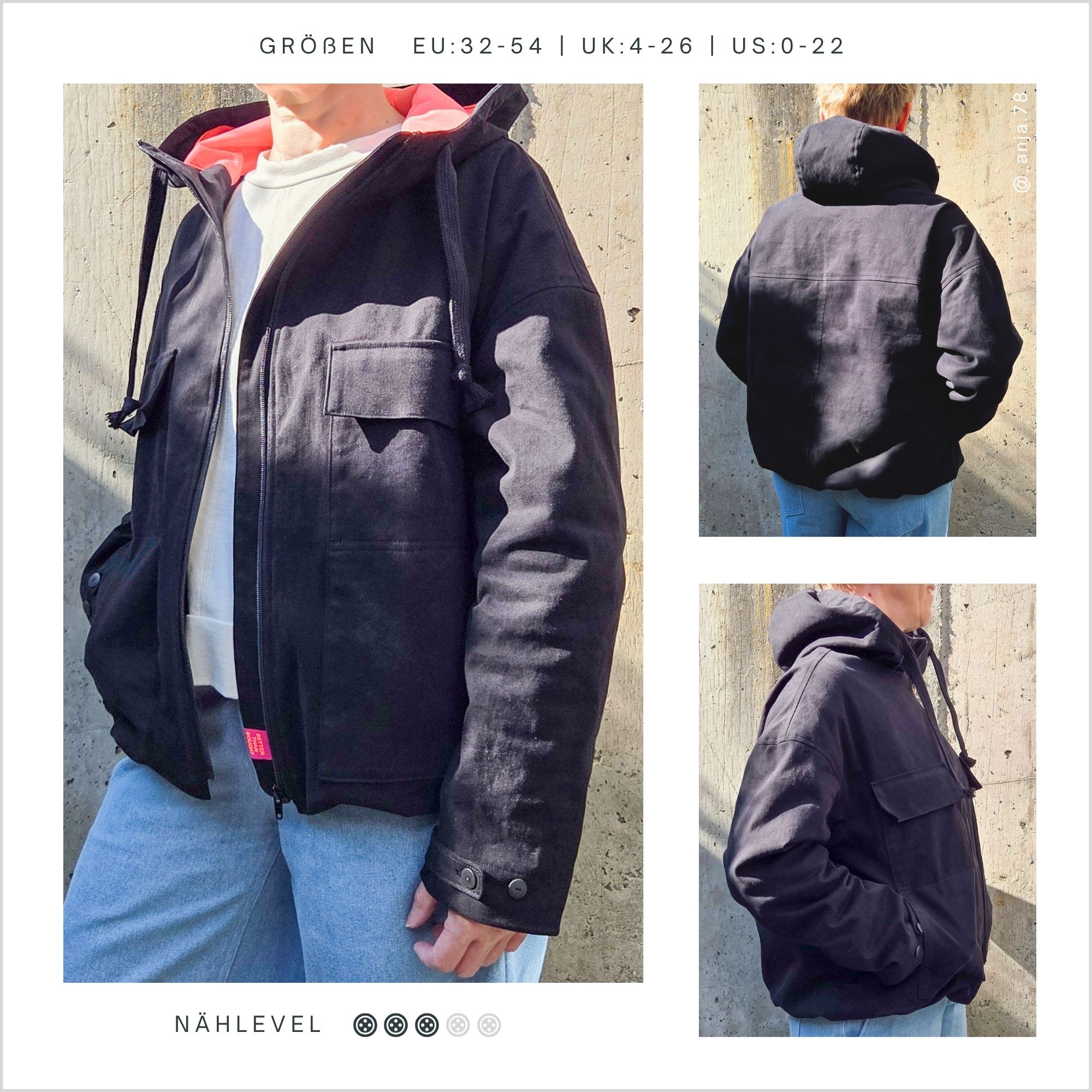 Jacke mit Kapuze - Titelbild der Anleitung