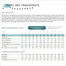 Parka with hood JM02 overview measurements and sizes