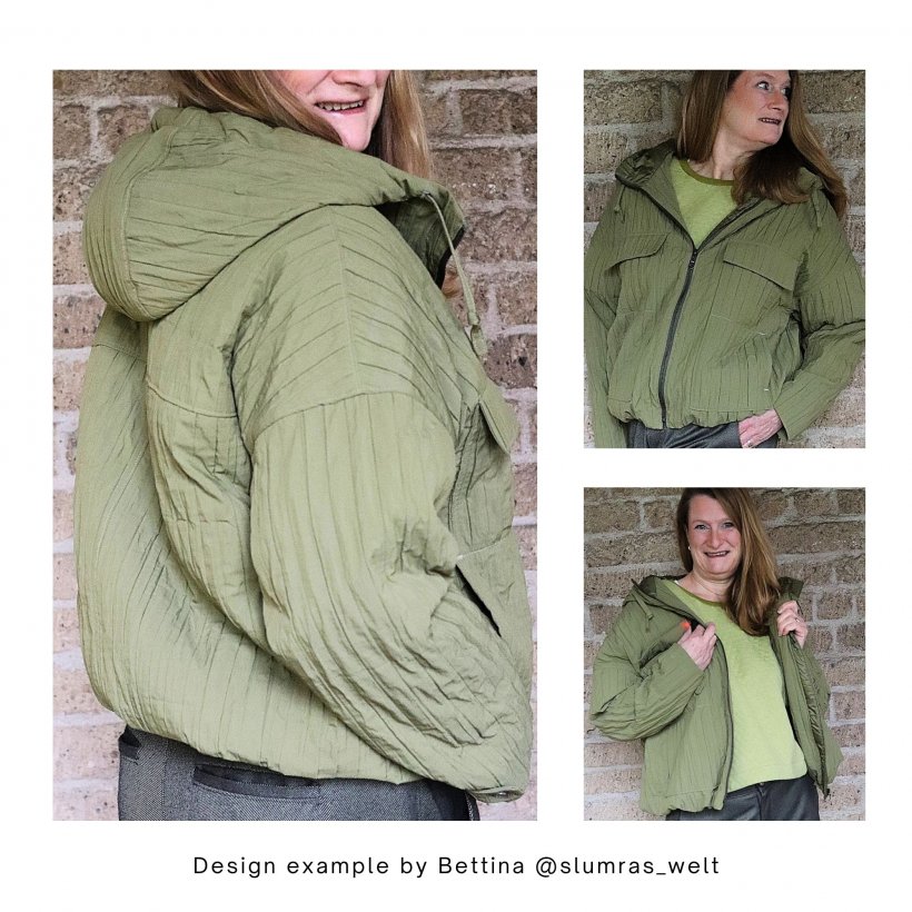 Design examples for the hooded jacket JM01 by Bettina