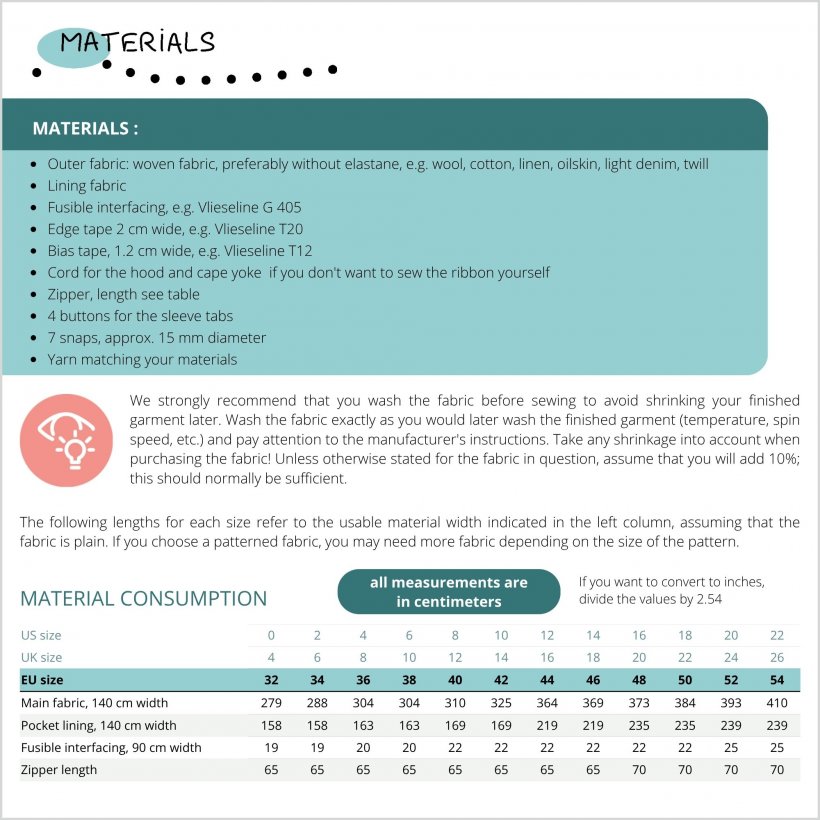Parka with hood JM02 Material overview