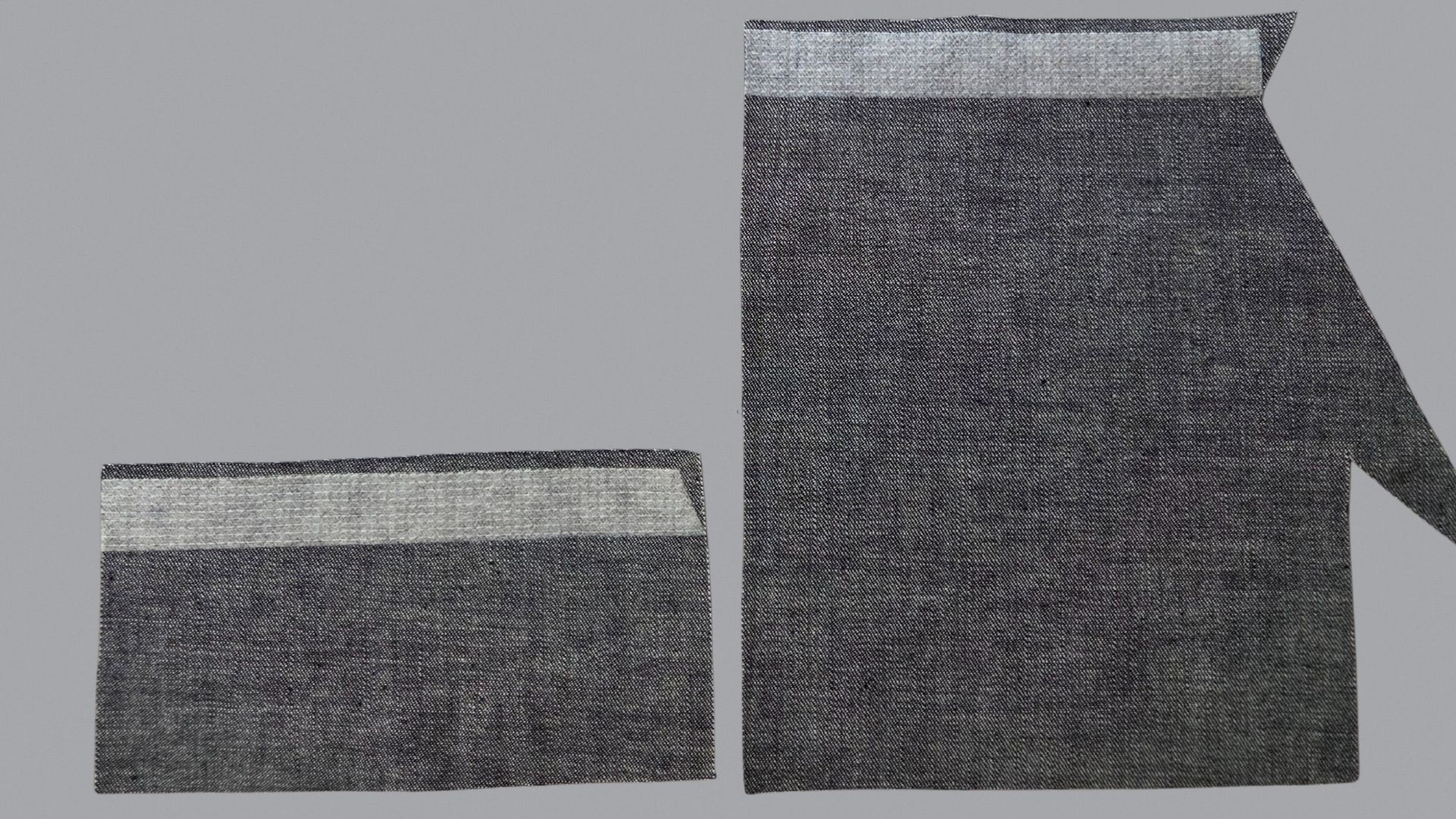 Das Bild zeigt, wie die aufgesetzten Taschen verstärkt werden.