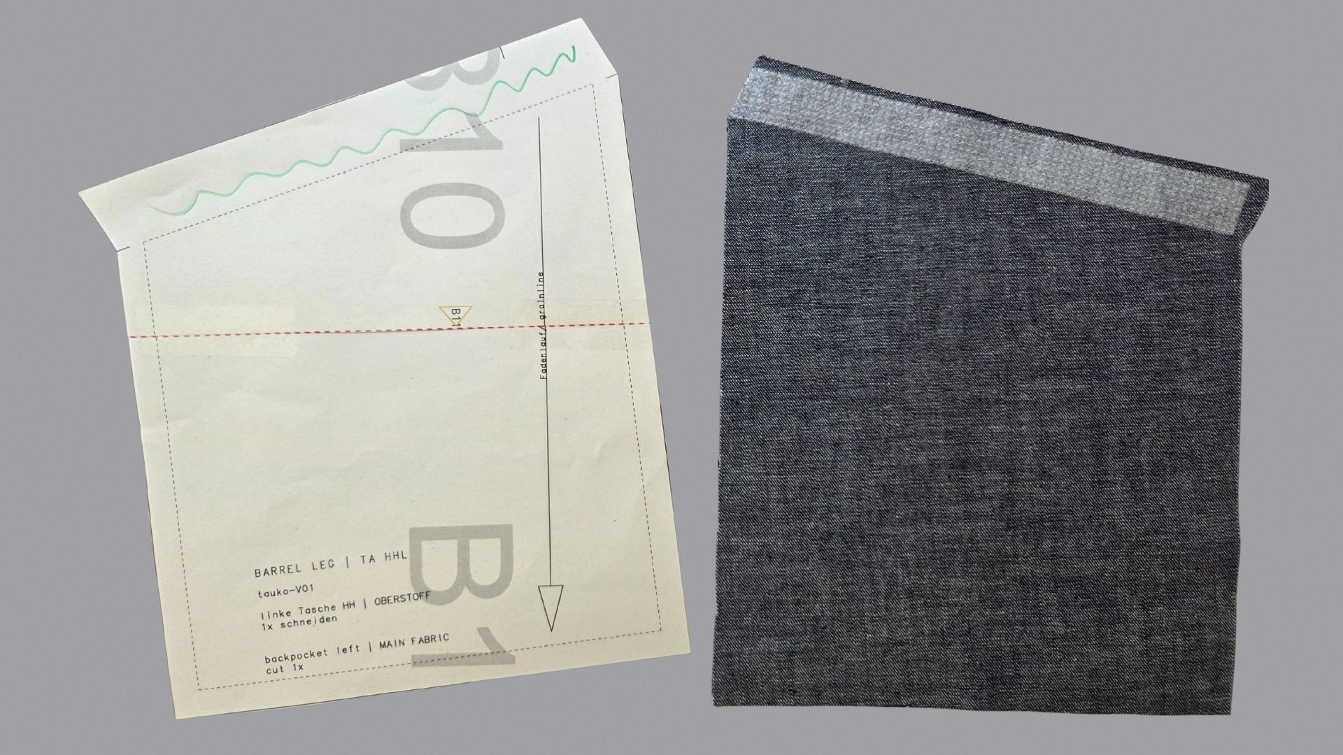 Das Bild zeigt, wie der Tascheneingriff verstärkt wird.