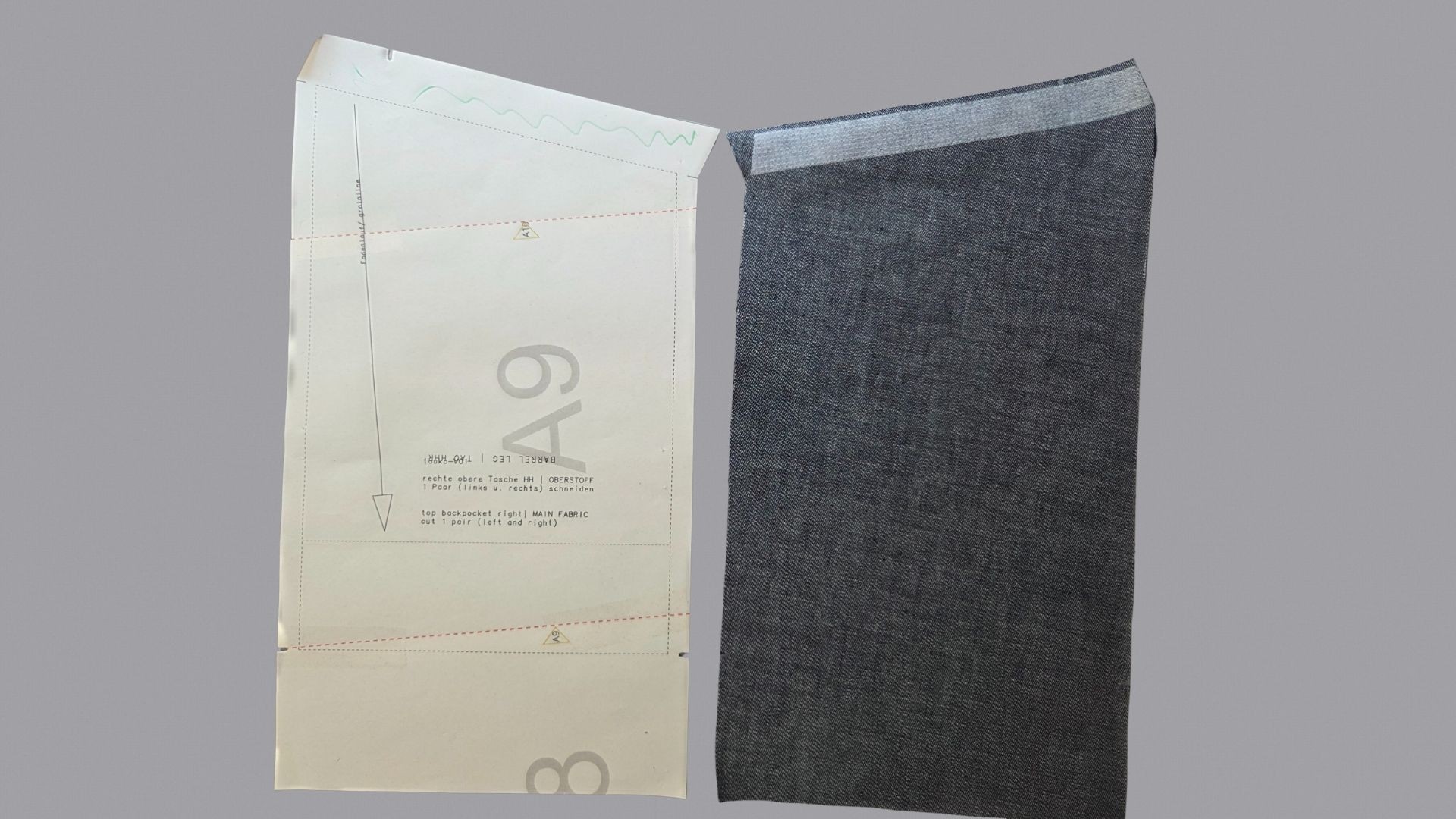 Das Bild zeigt, wie die obere Kante der Tasche verstärkt wird.