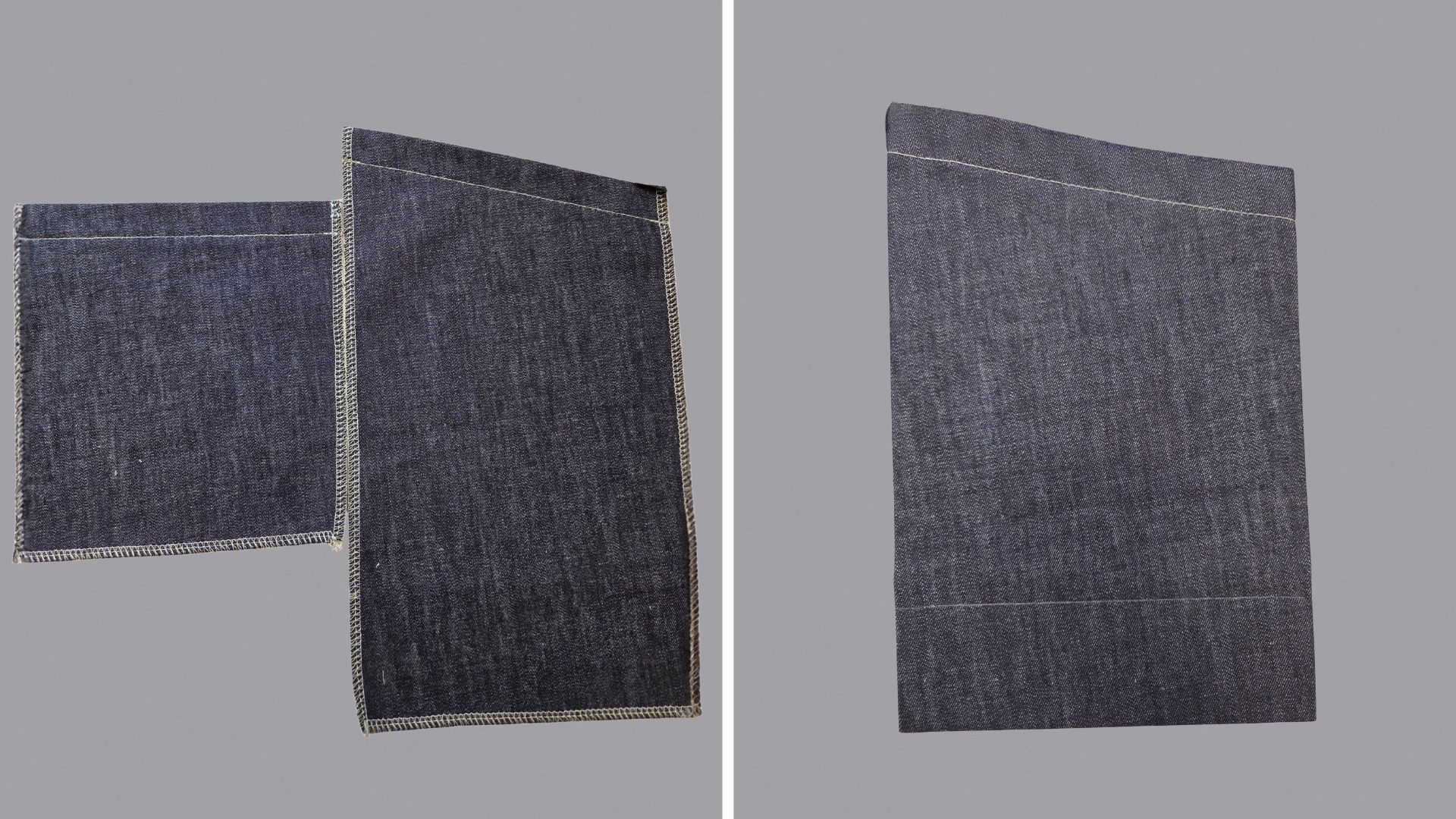 Das Bild zeigt Absteppen und Versäubern der hinteren rechten Taschen.