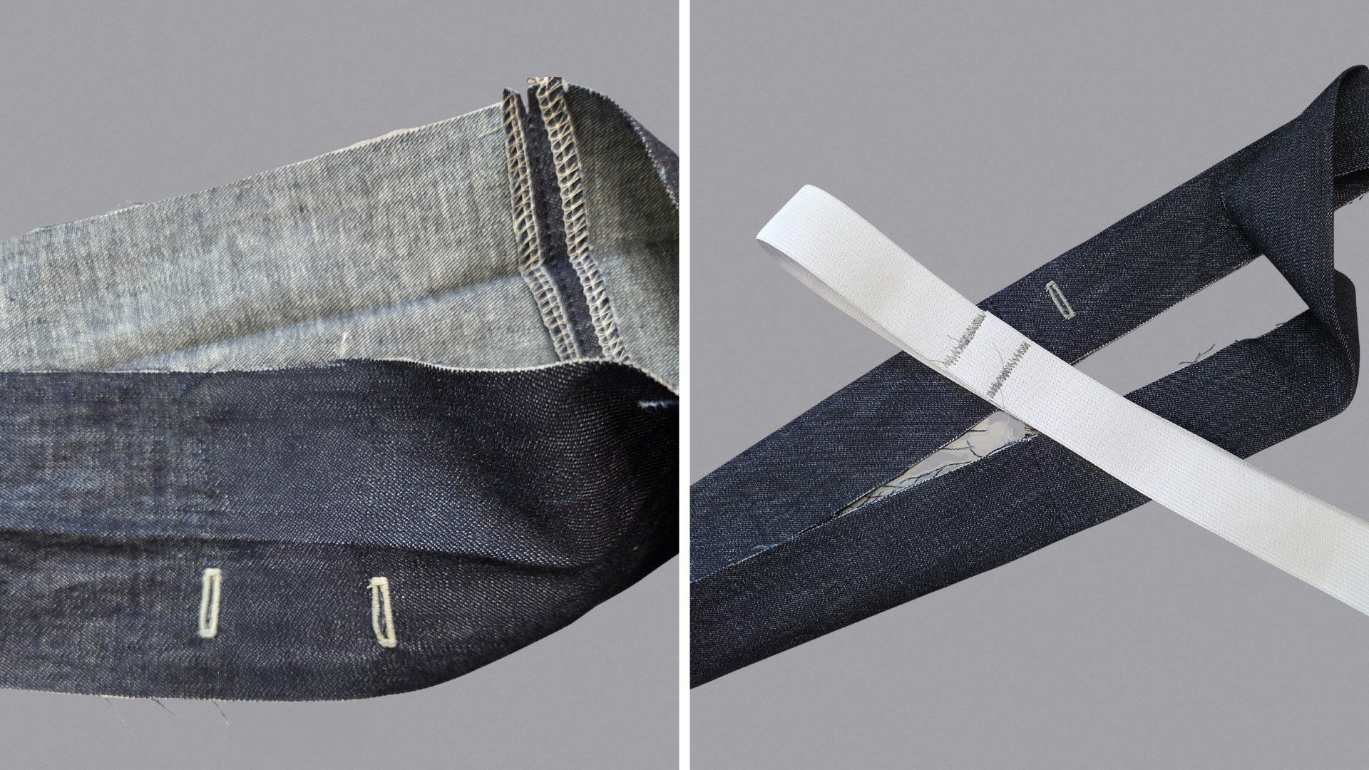 Das Bild zeigt den Bund mit Knopflöchern.