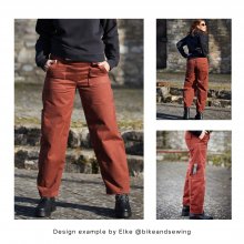 Barrel-leg jeans in a extra stong leg shape, custom-made pattern,sewn by Elke