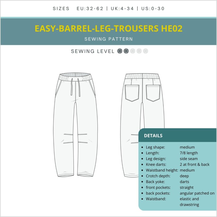 HE02-Easy-Barrel-Leg-Pants-Sketch (1) Skizze Easy-Barrel-Leg mit Gummibund
