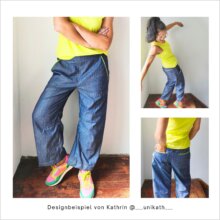HE02-Easy-barrel-leg-hose-Designbeispiel-Kathrin Easy-Barrel-Leg HE02 mit Gummibund, genäht von Kathrin