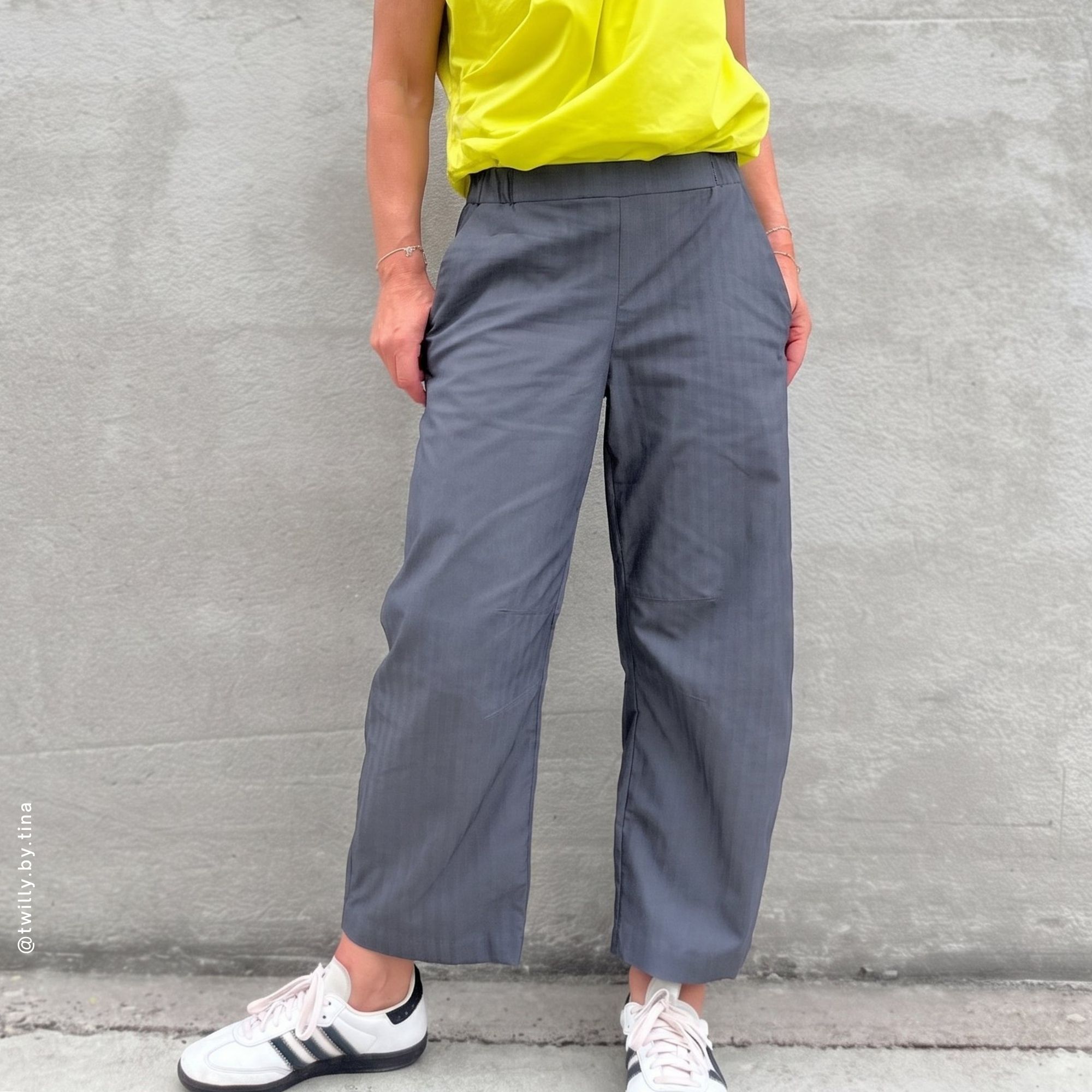 Vorderansicht-HE02-Easy-barrel-leg-hose-naehen vorderansicht Easy Barrel Leg Hose HE02 mit Gummibund von Tina genäht
