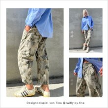 Designbeispiel HE02-Easy-barrel-leg-hose genäht von Tina in Camouflage