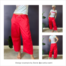 HE02-Easy-barrel-leg-trousers-Designexample-sewn-by-danie-in-red Design example: HE02 Easy Barrel-Leg Trousers, sewn by Danie in red