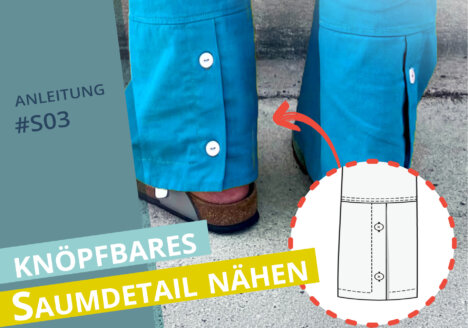 Titelbild für Anleitung zum nähen eines knöpfbaren Hosen-Saumdetails
